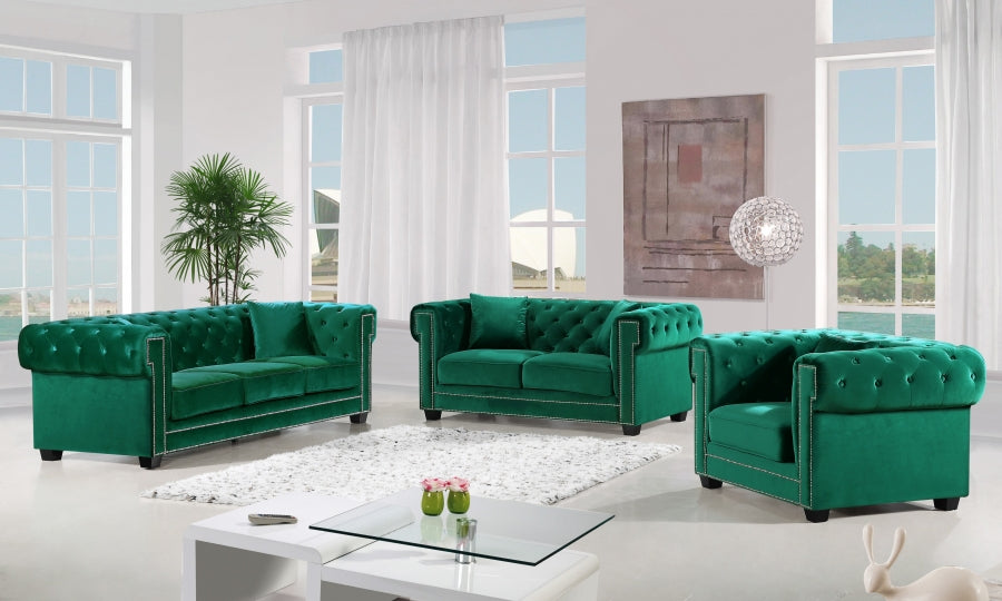 Bowery Green Velvet Sofa from Meridian - Luna Furniture