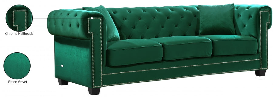 Bowery Green Velvet Sofa from Meridian - Luna Furniture