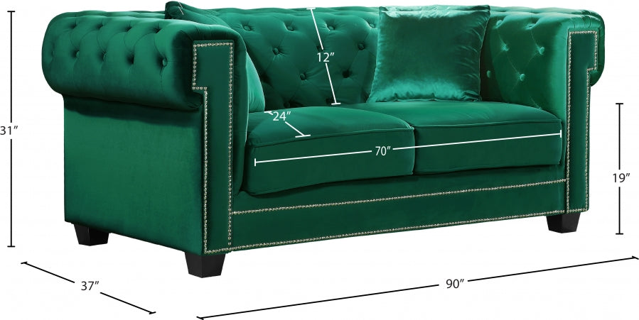 Bowery Green Velvet Sofa from Meridian - Luna Furniture