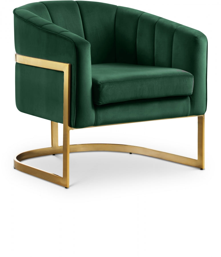 Carter Green Velvet Accent Chair from Meridian - Luna Furniture