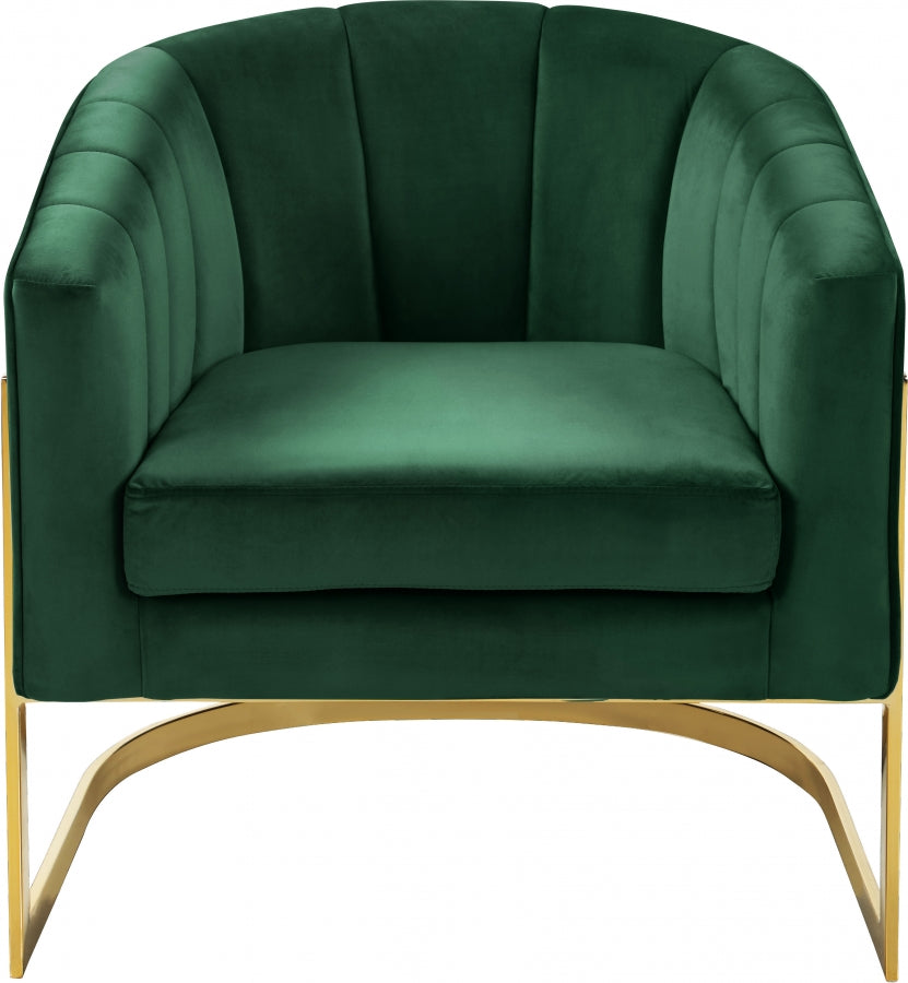 Carter Green Velvet Accent Chair from Meridian - Luna Furniture