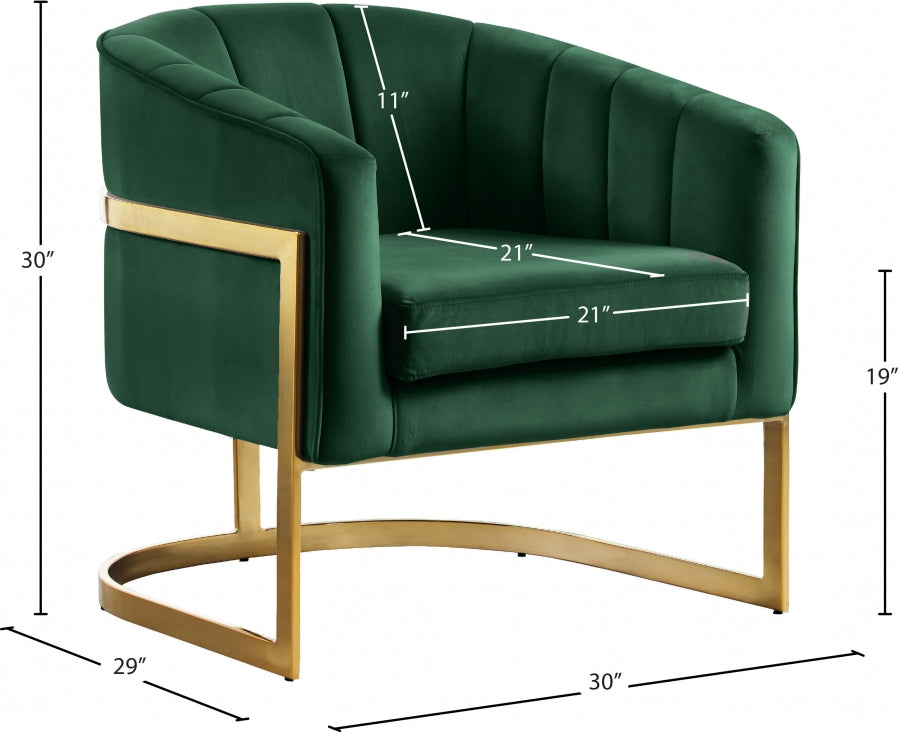 Carter Green Velvet Accent Chair from Meridian - Luna Furniture