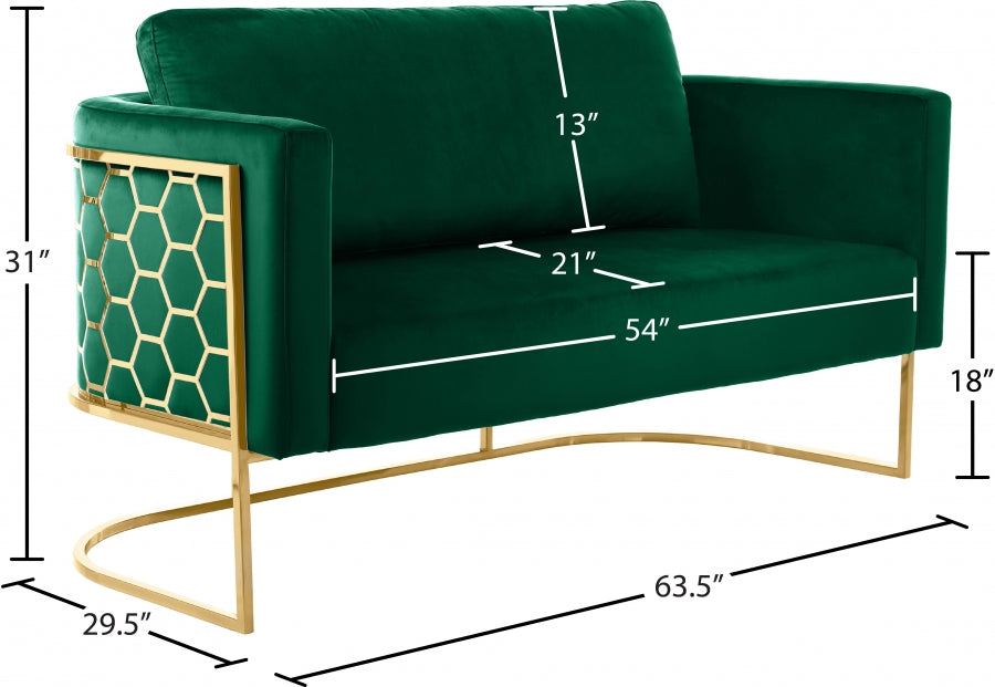 Casa Green Velvet Loveseat from Meridian - Luna Furniture