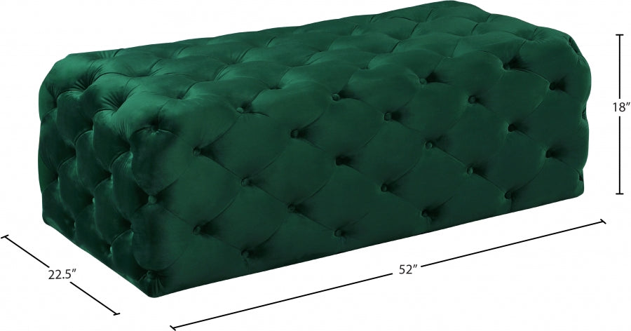 Casey Green Velvet Ottoman | Bench from Meridian - Luna Furniture