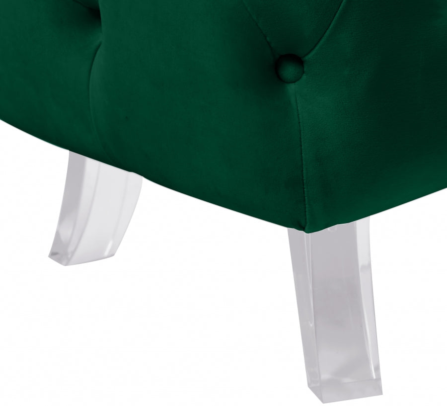 Crescent Green Velvet Ottoman from Meridian - Luna Furniture