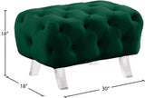 Crescent Green Velvet Ottoman from Meridian - Luna Furniture