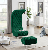 Crescent Green Velvet Ottoman from Meridian - Luna Furniture