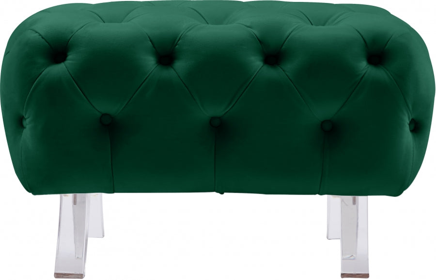 Crescent Green Velvet Ottoman from Meridian - Luna Furniture