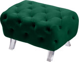 Crescent Green Velvet Ottoman from Meridian - Luna Furniture