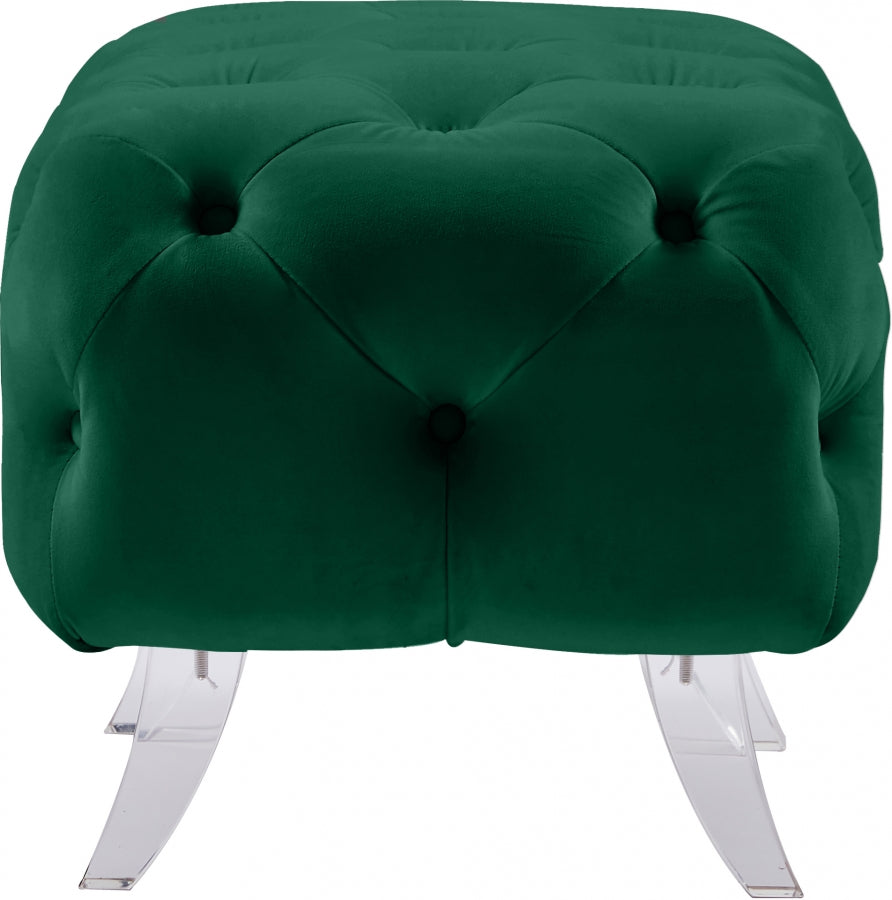 Crescent Green Velvet Ottoman from Meridian - Luna Furniture