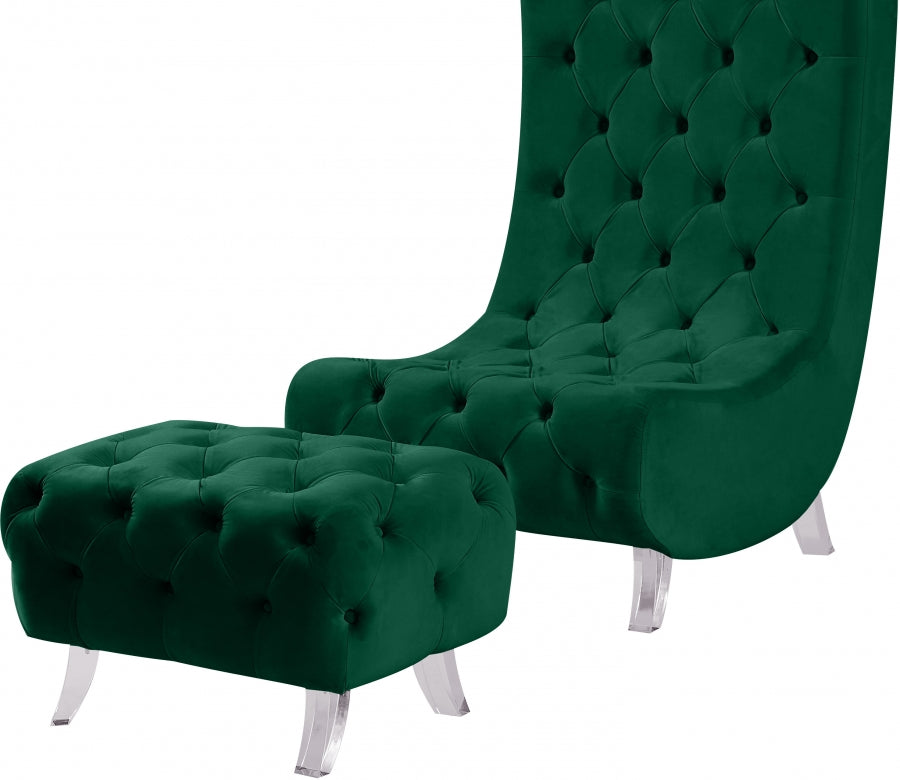 Crescent Green Velvet Ottoman from Meridian - Luna Furniture