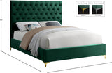 Cruz Green Velvet Full Bed from Meridian - Luna Furniture