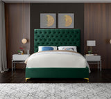 Cruz Green Velvet Full Bed from Meridian - Luna Furniture