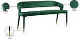 Destiny Green Velvet Bench from Meridian - Luna Furniture