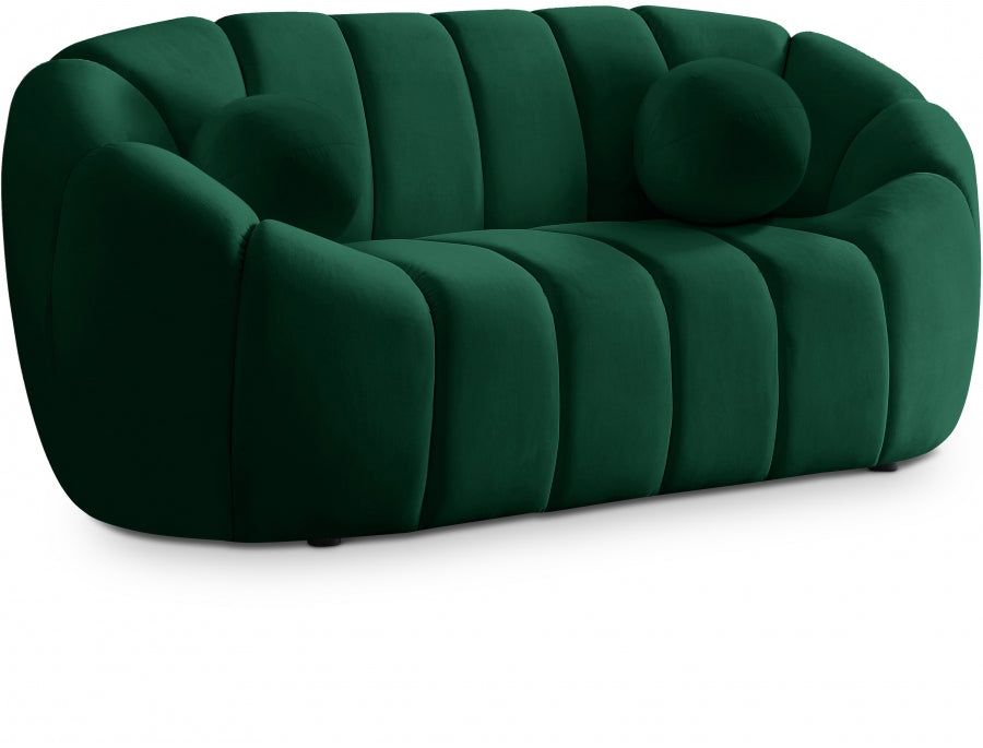 Elijah Green Velvet Loveseat from Meridian - Luna Furniture