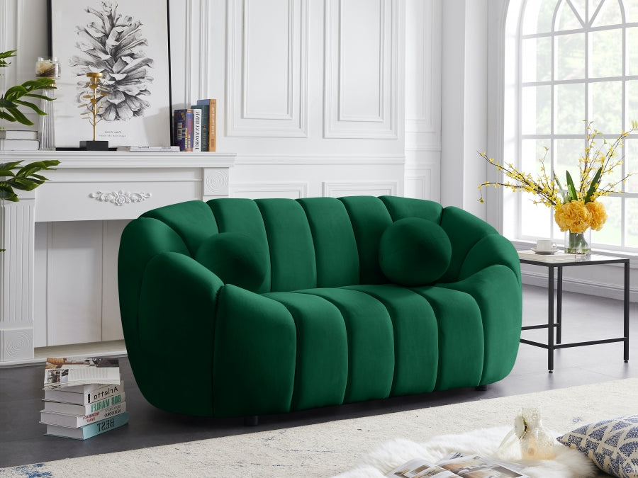 Elijah Green Velvet Loveseat from Meridian - Luna Furniture