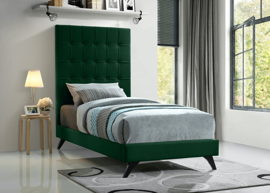 Elly Green Velvet Twin Bed from Meridian - Luna Furniture