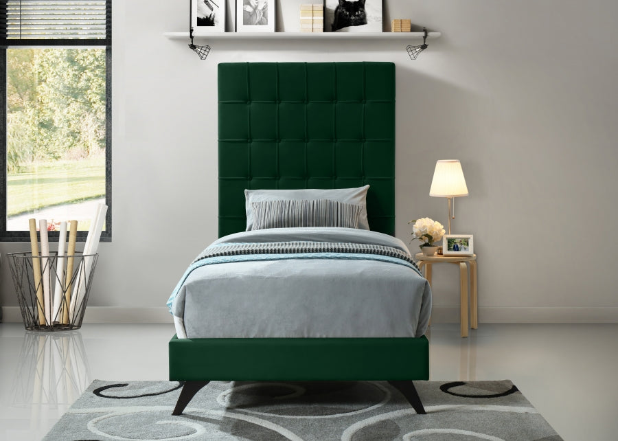 Elly Green Velvet Twin Bed from Meridian - Luna Furniture