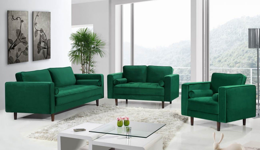 Emily Green Velvet Loveseat from Meridian - Luna Furniture