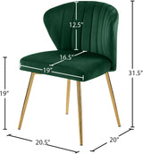 Finley Green Velvet Chair from Meridian - Luna Furniture