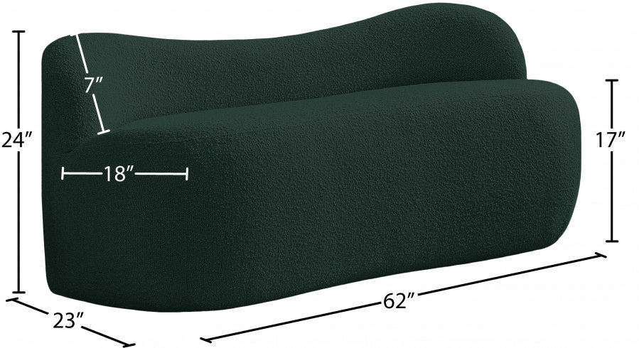 Flair Green Boucle Fabric Bench from Meridian - Luna Furniture