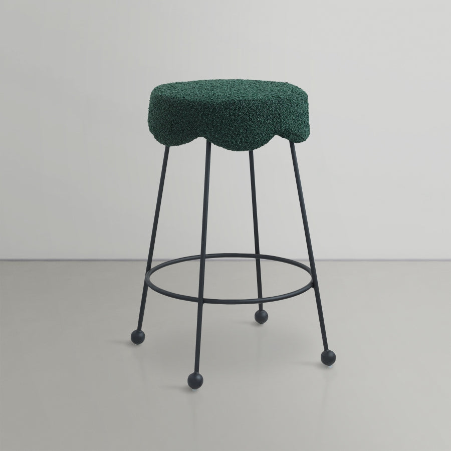 Fleur Green Boucle Fabric Counter Stool from Meridian - Luna Furniture