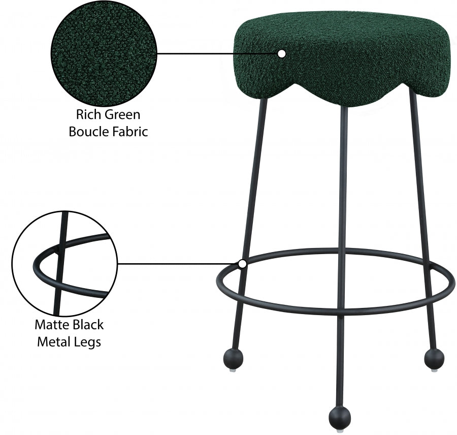 Fleur Green Boucle Fabric Counter Stool from Meridian - Luna Furniture