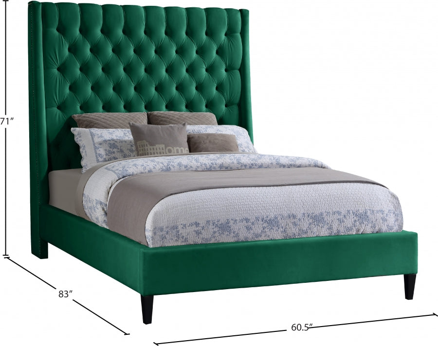 Fritz Green Velvet Full Bed from Meridian - Luna Furniture