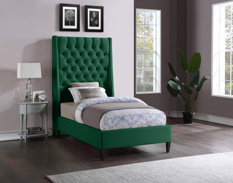 Fritz Green Velvet Twin Bed from Meridian - Luna Furniture