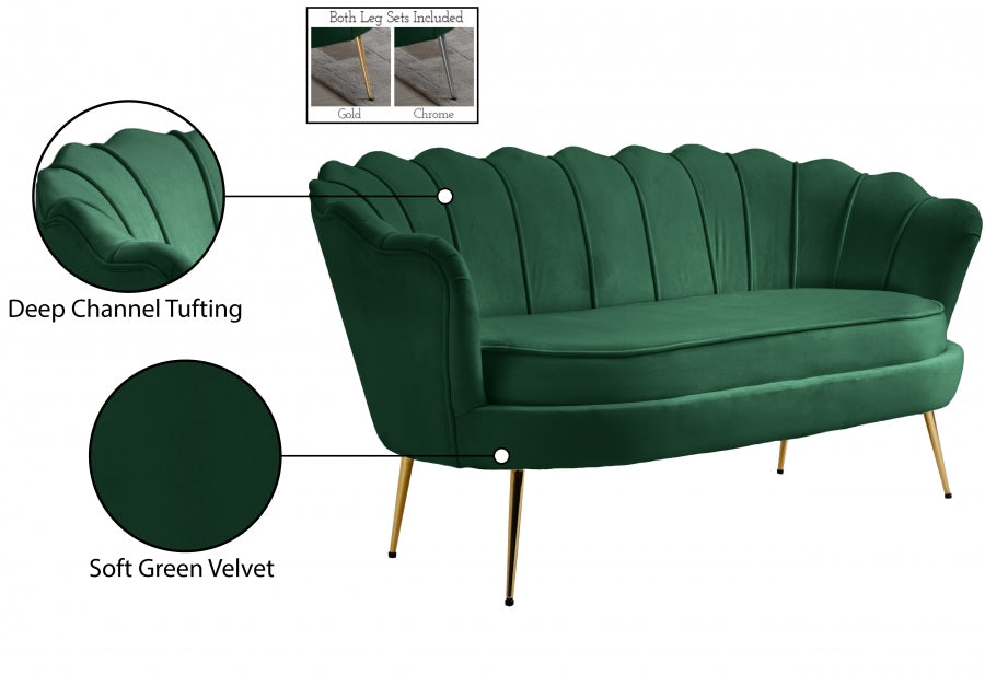 Gardenia Green Velvet Loveseat from Meridian - Luna Furniture