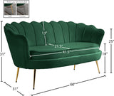 Gardenia Green Velvet Loveseat from Meridian - Luna Furniture