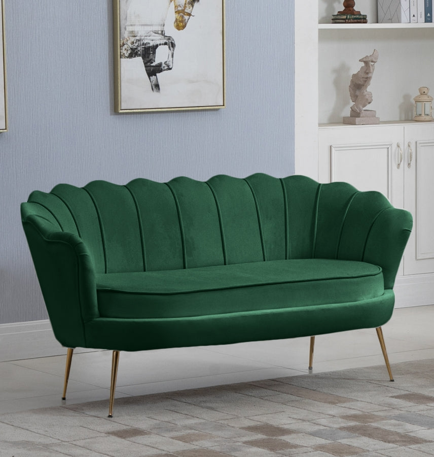 Gardenia Green Velvet Loveseat from Meridian - Luna Furniture