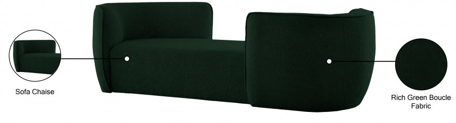 Hilton Green Boucle Fabric Chaise Lounge from Meridian - Luna Furniture