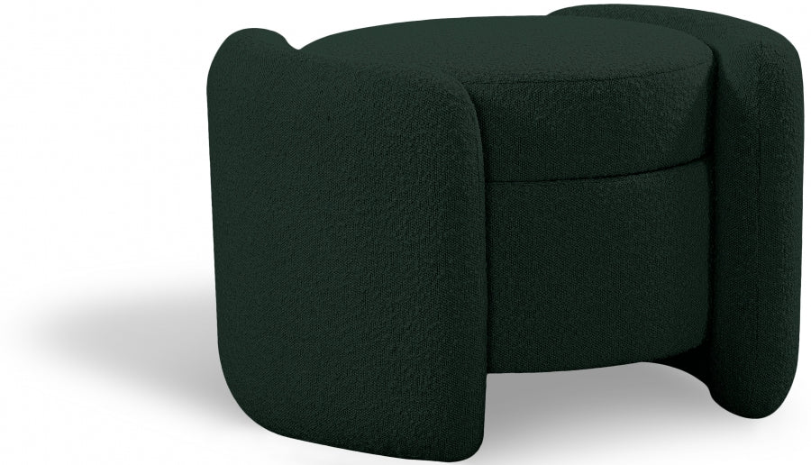 Horizon Green Boucle Fabric Ottoman from Meridian - Luna Furniture