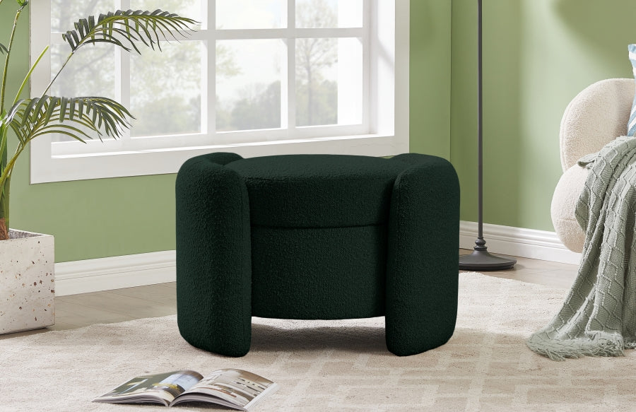 Horizon Green Boucle Fabric Ottoman from Meridian - Luna Furniture