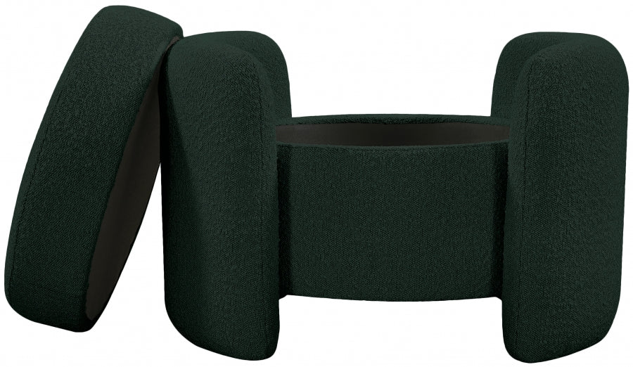 Horizon Green Boucle Fabric Ottoman from Meridian - Luna Furniture