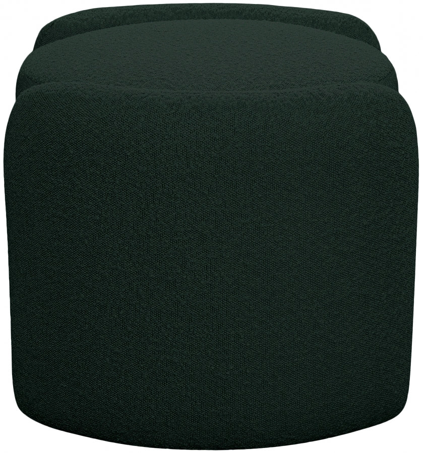 Horizon Green Boucle Fabric Ottoman from Meridian - Luna Furniture