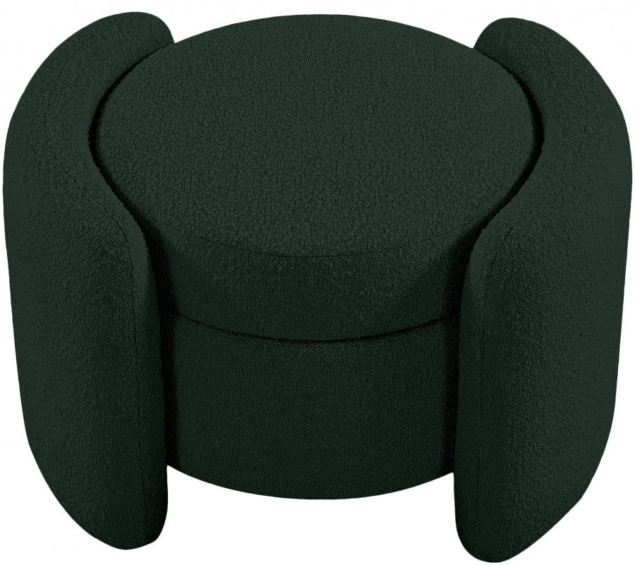 Horizon Green Boucle Fabric Ottoman from Meridian - Luna Furniture