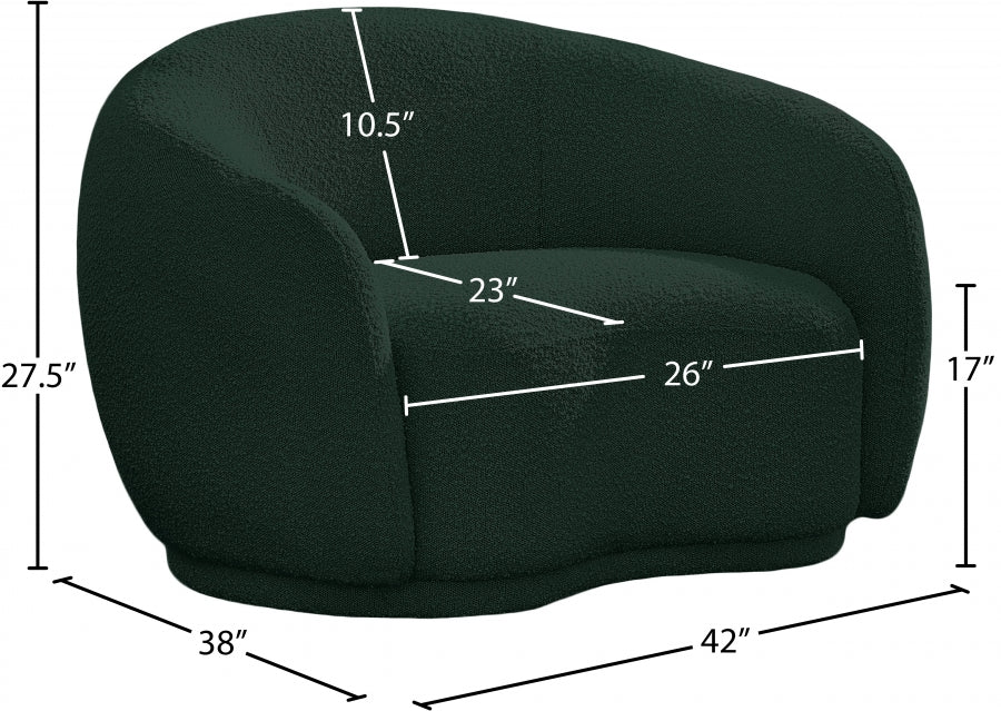 Hyde Green Boucle Fabric Chair from Meridian - Luna Furniture