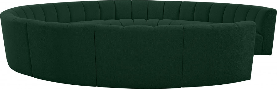 Infinity Green Boucle Fabric 11pc. Sectional from Meridian - Luna Furniture