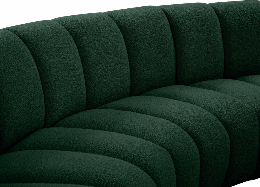 Infinity Green Boucle Fabric 11pc. Sectional from Meridian - Luna Furniture