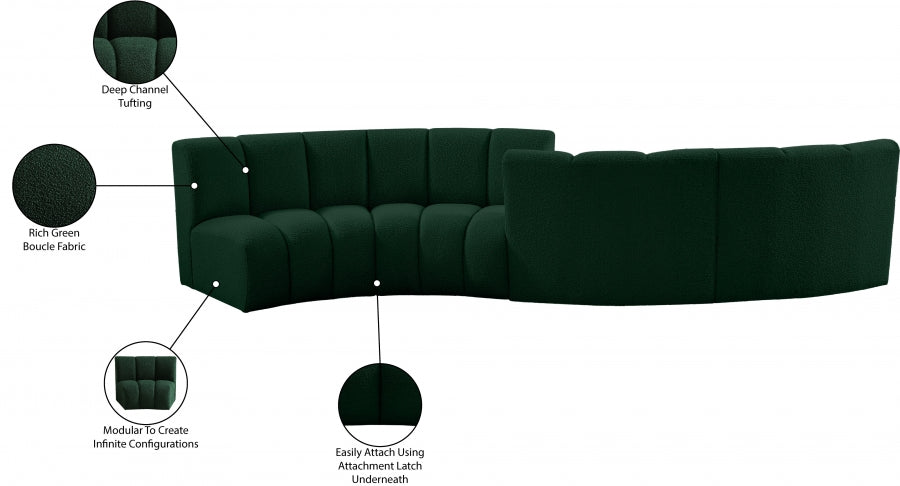 Infinity Green Boucle Fabric 4-Piece Sectional from Meridian - Luna Furniture