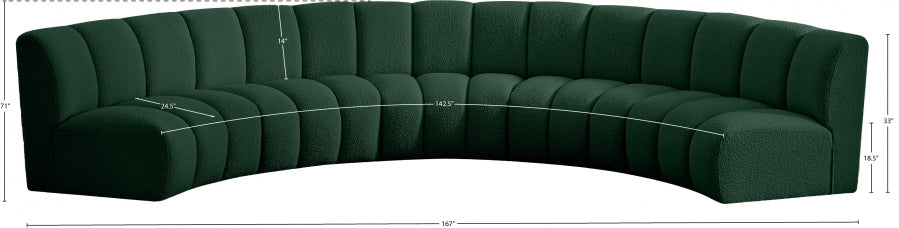 Infinity Green Boucle Fabric 5-Piece Sectional from Meridian - Luna Furniture