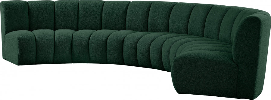 Infinity Green Boucle Fabric 5-Piece Sectional from Meridian - Luna Furniture