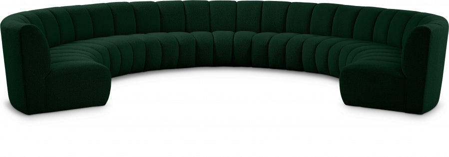 Infinity Green Boucle Fabric 9-Piece Sectional from Meridian - Luna Furniture