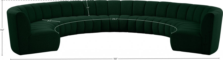 Infinity Green Boucle Fabric 9-Piece Sectional from Meridian - Luna Furniture