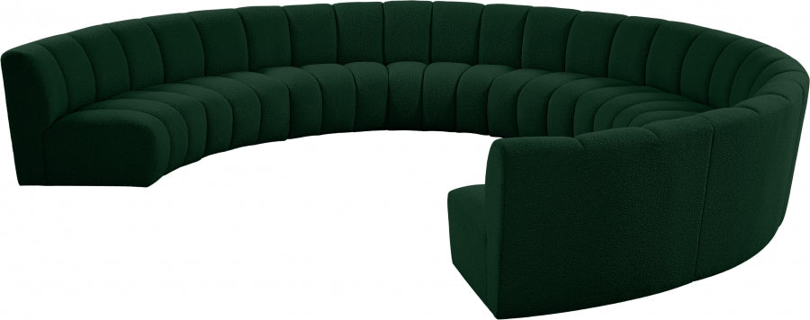 Infinity Green Boucle Fabric 9-Piece Sectional from Meridian - Luna Furniture