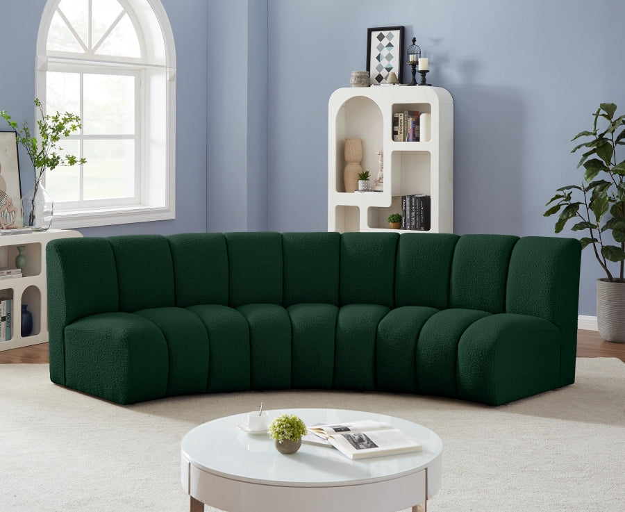 Infinity Green Boucle Fabric Sofa from Meridian - Luna Furniture