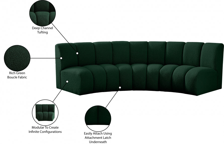 Infinity Green Boucle Fabric Sofa from Meridian - Luna Furniture