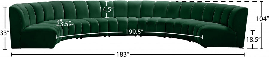 Infinity Green Modular 7-Piece Sectional from Meridian - Luna Furniture